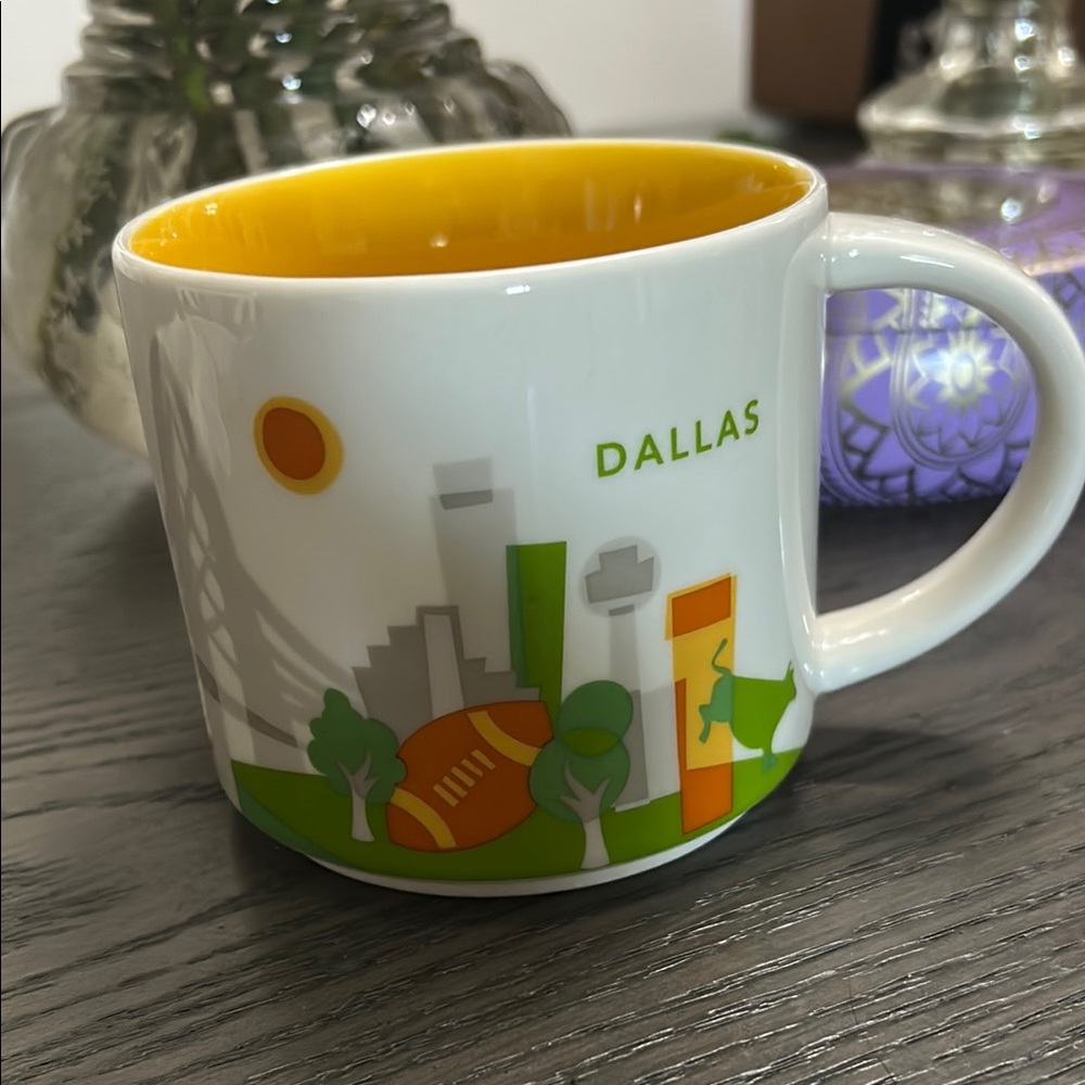 Starbucks Dallas Mug Yellow and Green Cityscape